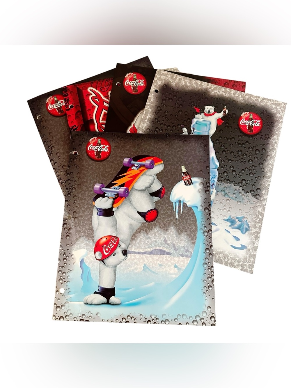 Coca-Cola Polar Bear Vintage 90s School Notebook Folders Lot of (5)